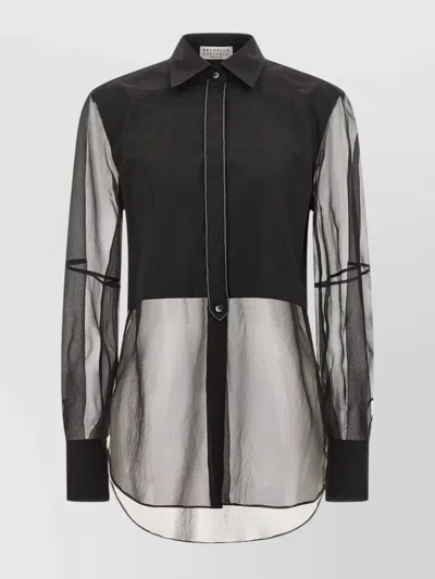 BRUNELLO CUCINELLI LAYERED SHIRT FEATURING POINTED COLLAR