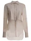 Brunello Cucinelli Longline Sheer Top Pointed Collar In Neutral