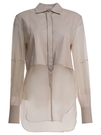Brunello Cucinelli Women Layered Shirt In Neutral
