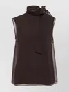 Brunello Cucinelli Pussybow Top With Monili In Brown