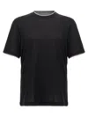 Brunello Cucinelli Men Black Jersey Faux Layering T-shirt
