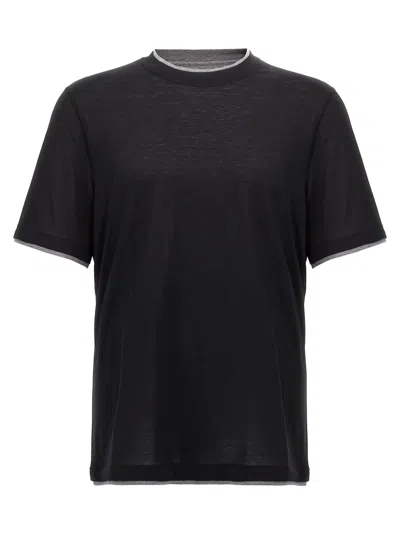Brunello Cucinelli Layered T-shirt In Black