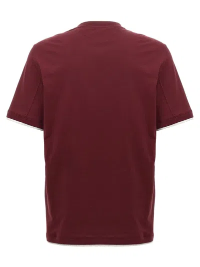 Brunello Cucinelli Layered T-shirt In Bordeaux