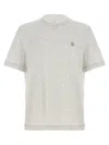 Brunello Cucinelli Grey Crewneck Logo T-shirt In Gray