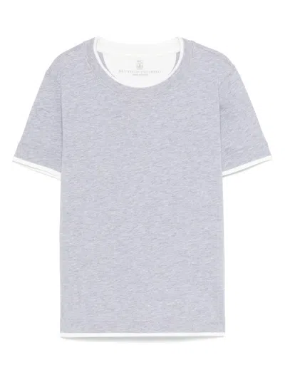 Brunello Cucinelli Kids' Layered T-shirt In Grey