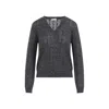 Brunello Cucinelli V-neck Cable Pullover Sequin Embellishments In Gray