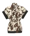 Brunello Cucinelli Leaf-print Cotton Blouse In Nude
