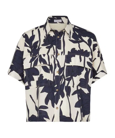 BRUNELLO CUCINELLI BRUNELLO CUCINELLI LEAF PRINTED SHORT SLEEVED SHIRT