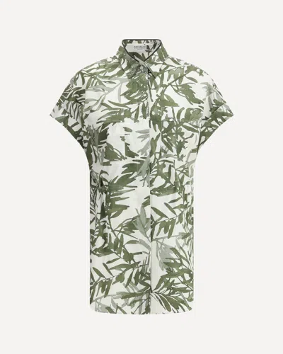 Brunello Cucinelli Leaf Print Long Shirt In Green