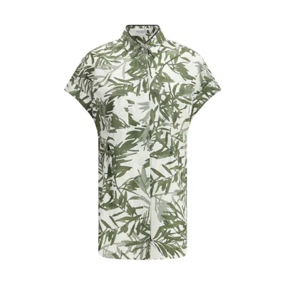 Brunello Cucinelli Leaf Print Long Women's Shirt In Multi