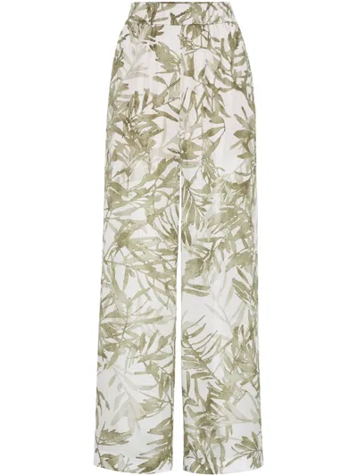 BRUNELLO CUCINELLI LEAF-PRINT TROUSERS
