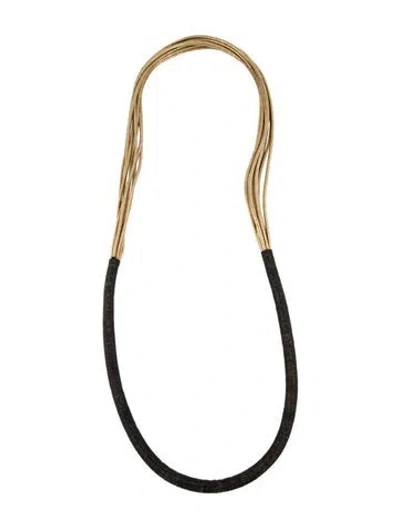 Pre-owned Brunello Cucinelli Leather & Bead Long Necklace, 20" In Multi