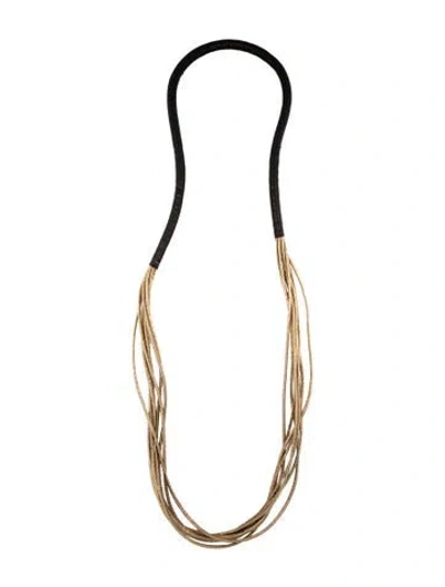 Pre-owned Brunello Cucinelli Leather & Bead Long Necklace, 24" In Multicolor