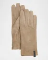 Brunello Cucinelli Leather & Cashmere Gloves In C5859 Ice