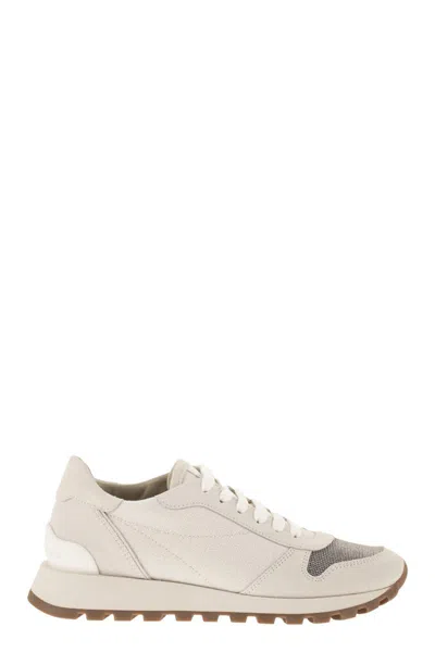 Brunello Cucinelli Leather And Fabric Trainers In Animal Print