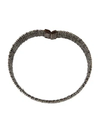 Pre-owned Brunello Cucinelli Leather & Mohair Beaded Choker Necklace, 14" In Multi