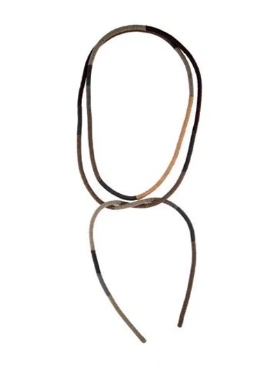Pre-owned Brunello Cucinelli Leather & Monili Wrapped Lariat Necklace, 70" In Multi
