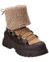 Brunello Cucinelli Shearling-lined Suede Lace-up Ankle Boots In Brown