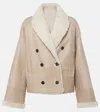 Brunello Cucinelli Reversible Fuzzy Shearling Outerwear With Jewellery In Beige