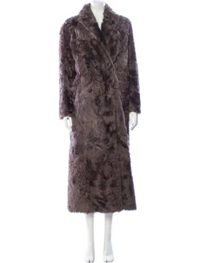 Pre-owned Brunello Cucinelli Leather Animal Print Faux Fur Coat In Brown