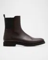 Brunello Cucinelli Leather Ankle Booties With Monili Pull Tab In Brown