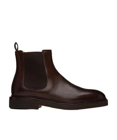 Brunello Cucinelli Leather Ankle Boots In Black