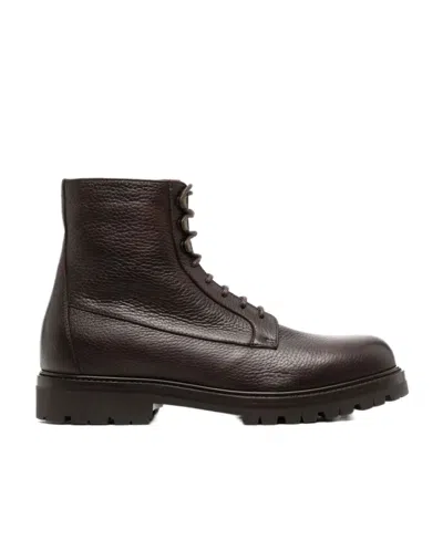 Brunello Cucinelli Leather Ankle Boots In Brown