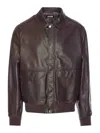 Brunello Cucinelli Men Leather Jacket In Marrón