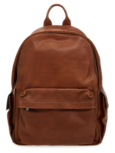 Brunello Cucinelli Leather Backpack Backpacks Brown