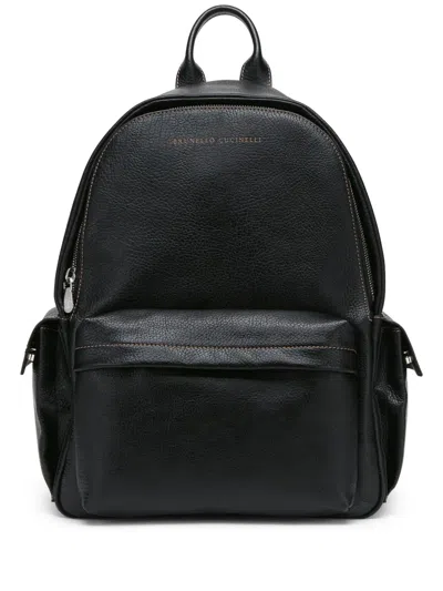 Brunello Cucinelli Leather Backpack In Black