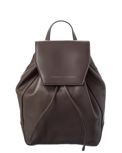 Brunello Cucinelli Leather Backpack In Brown