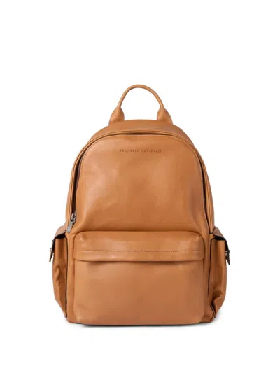 Brunello Cucinelli Leather Backpack In Brown