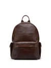 Brunello Cucinelli Structured Leather Backpack With Zip And Flap Pockets In Burgundy