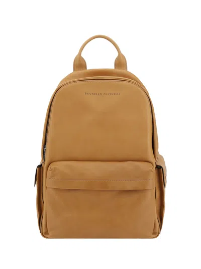 Brunello Cucinelli Leather Backpack In Neutral