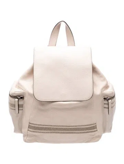 Pre-owned Brunello Cucinelli Leather Backpack In Neutral