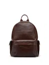 Brunello Cucinelli Structured Leather Backpack With Zip And Flap Pockets In Red