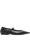 Brunello Cucinelli Black Ballet Shoes With Monil Detail On The Strap In Leather Woman In Black