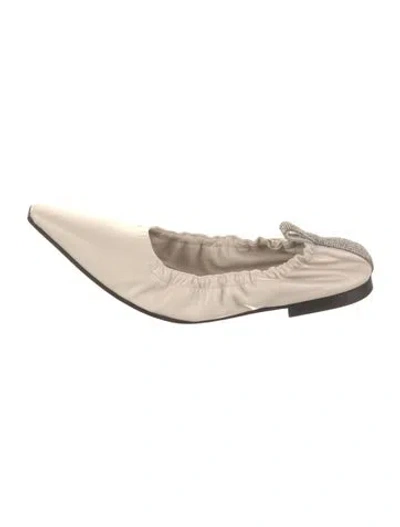 Pre-owned Brunello Cucinelli Leather Ballet Flats In Neutral