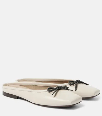 Brunello Cucinelli Leather Ballet Flats In Quarzo