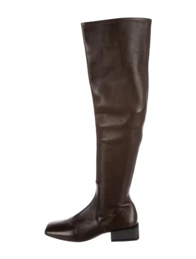 Pre-owned Brunello Cucinelli Leather Beaded Accents Boots In Brown