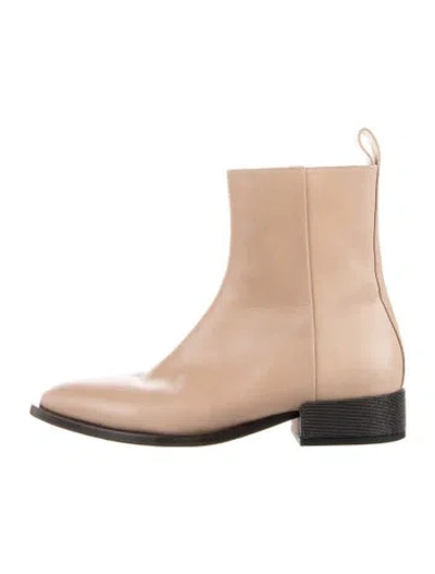 Pre-owned Brunello Cucinelli Leather Beaded Accents Chelsea Boots In Neutral