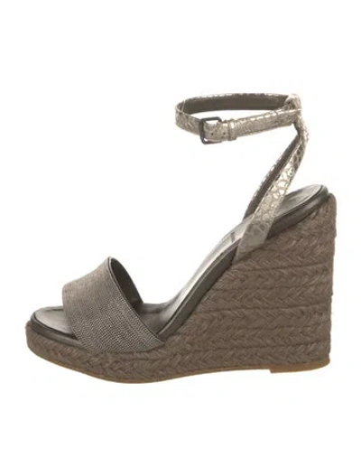 Pre-owned Brunello Cucinelli Leather Beaded Accents Espadrilles