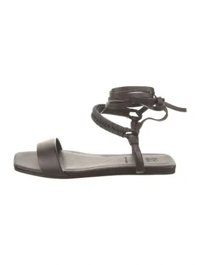 Pre-owned Brunello Cucinelli Leather Beaded Accents Gladiator Sandals In Brown