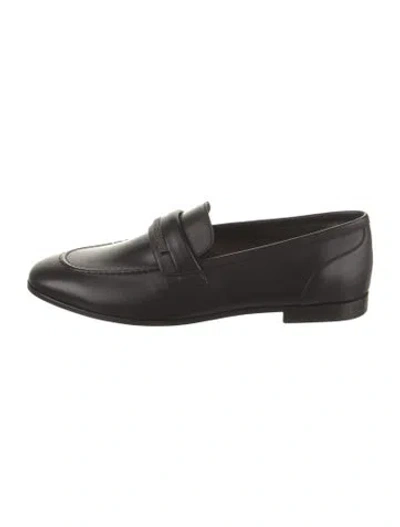 Pre-owned Brunello Cucinelli Leather Beaded Accents Loafers In Black