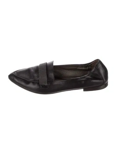 Pre-owned Brunello Cucinelli Leather Beaded Accents Loafers In Black
