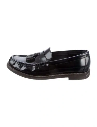 Pre-owned Brunello Cucinelli Leather Beaded Accents Loafers In Black