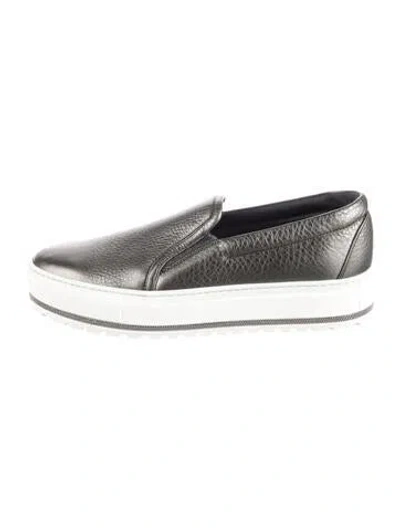 Pre-owned Brunello Cucinelli Leather Beaded Accents Loafers In Grey/metallic