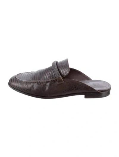 Pre-owned Brunello Cucinelli Leather Beaded Accents Mules In Brown