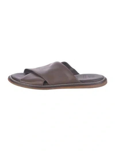 Pre-owned Brunello Cucinelli Leather Beaded Accents Mules In Multicolor