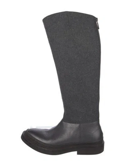 Pre-owned Brunello Cucinelli Leather Beaded Accents Riding Boots In Gray